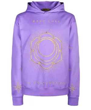 ‘Make Love’ Embroidered Affirmation Hoodie - Purple