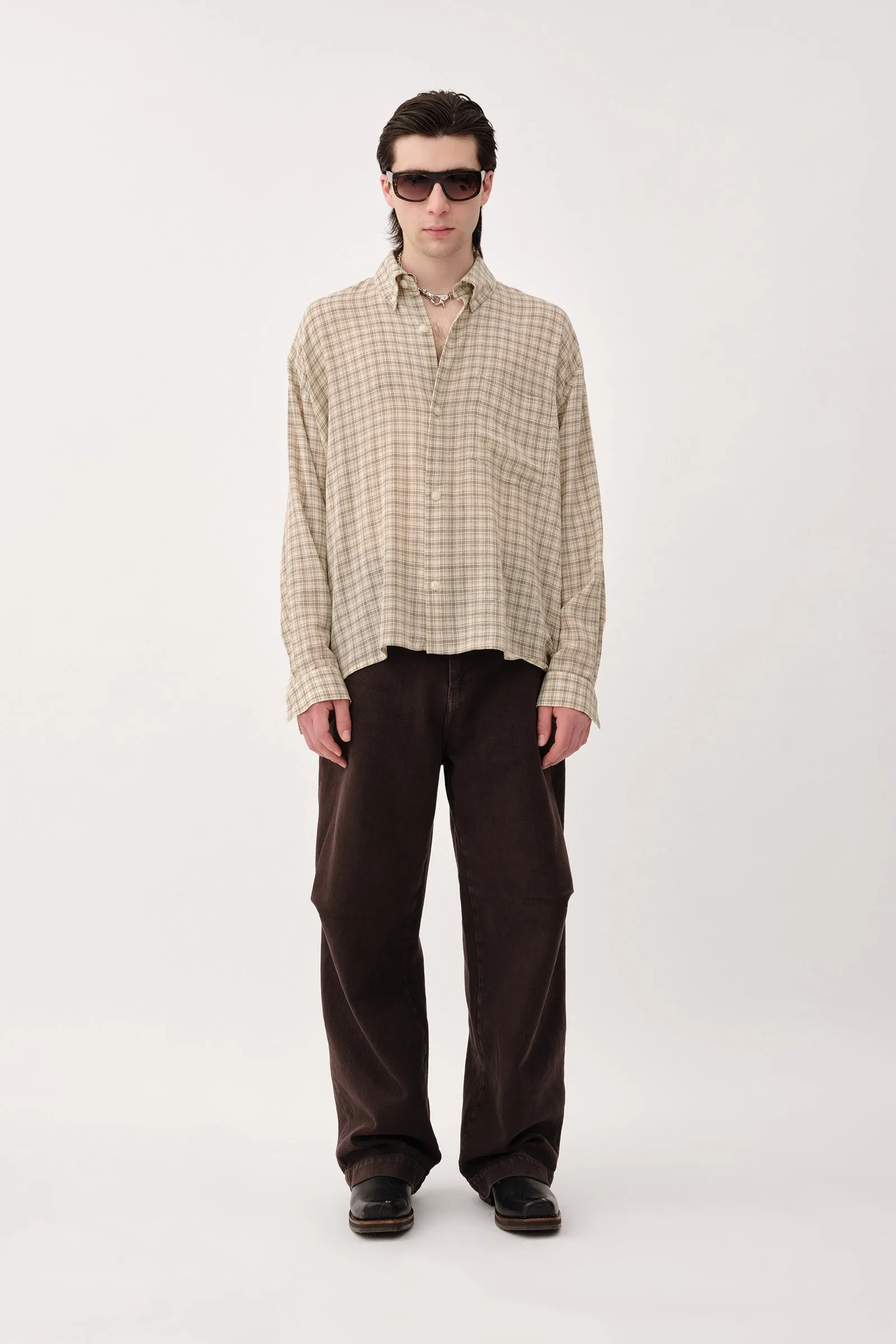 Maza White Check