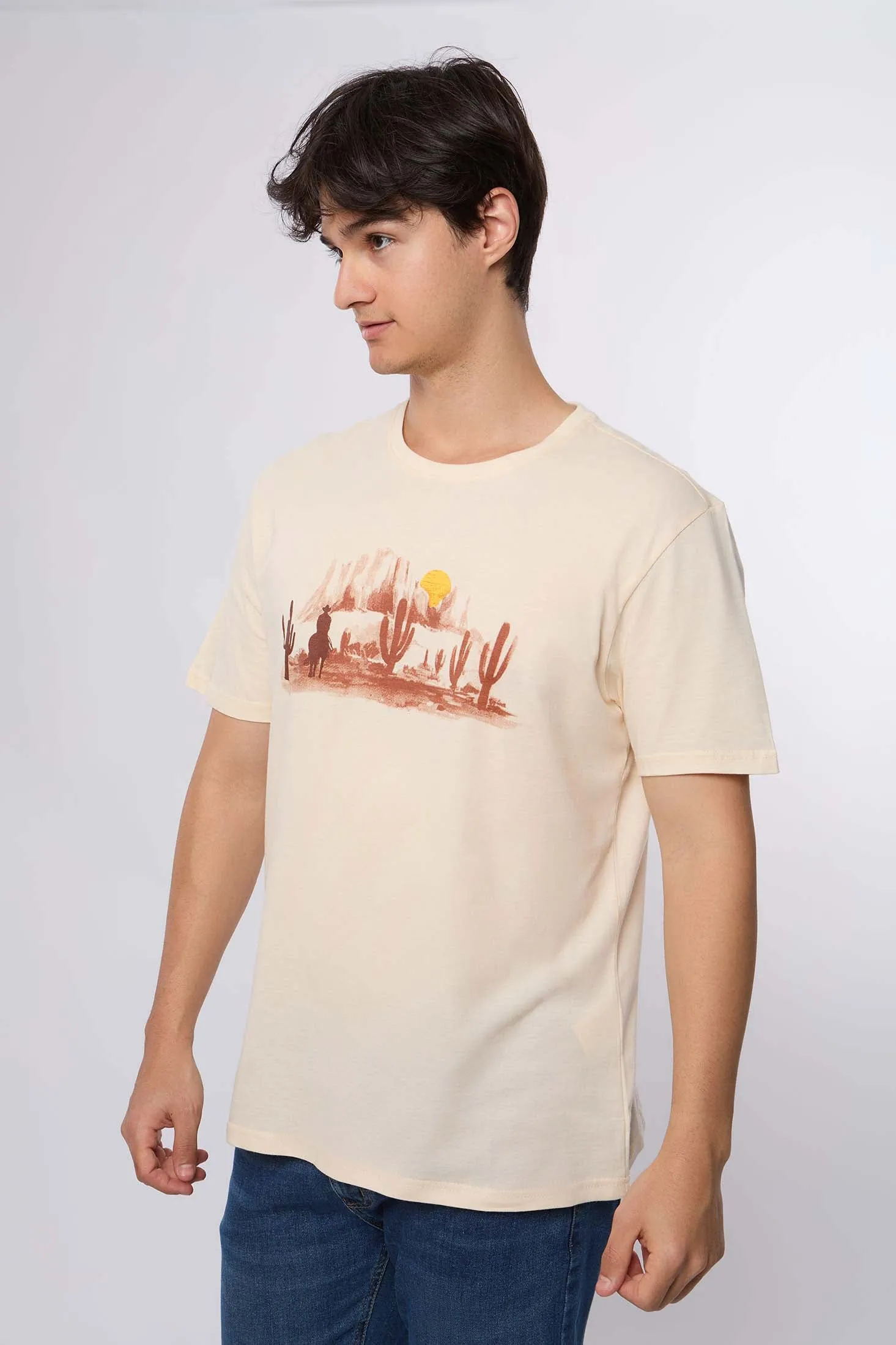Men T-Shirt Beige