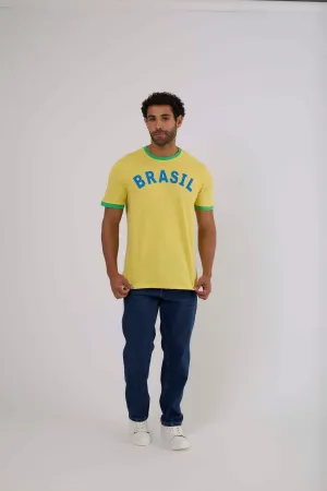 Men T-Shirt Casual Regular Fit Muscle Yellow