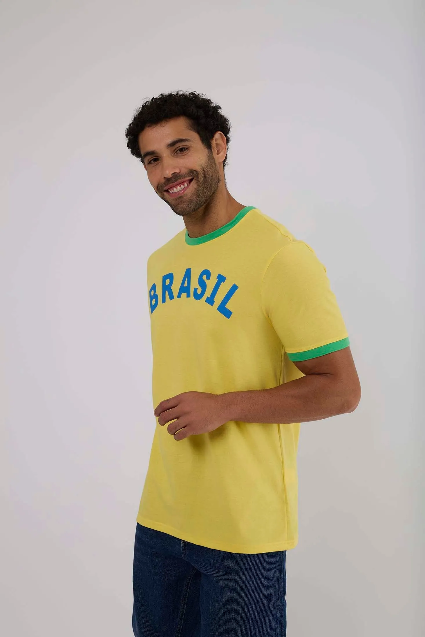 Men T-Shirt Casual Regular Fit Muscle Yellow