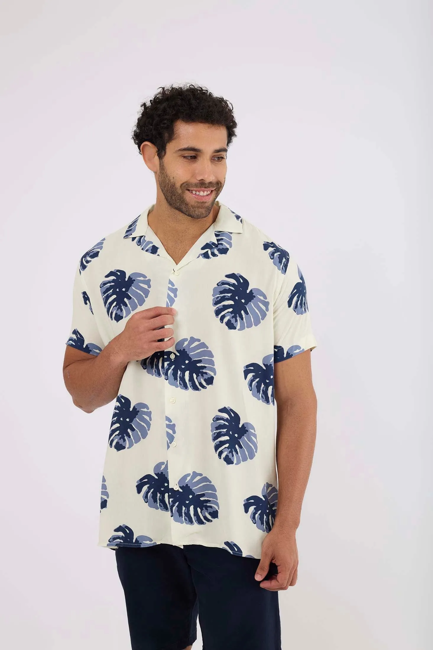 Men T-Shirt  Regular Fit Viscose Short Sleeves Off White