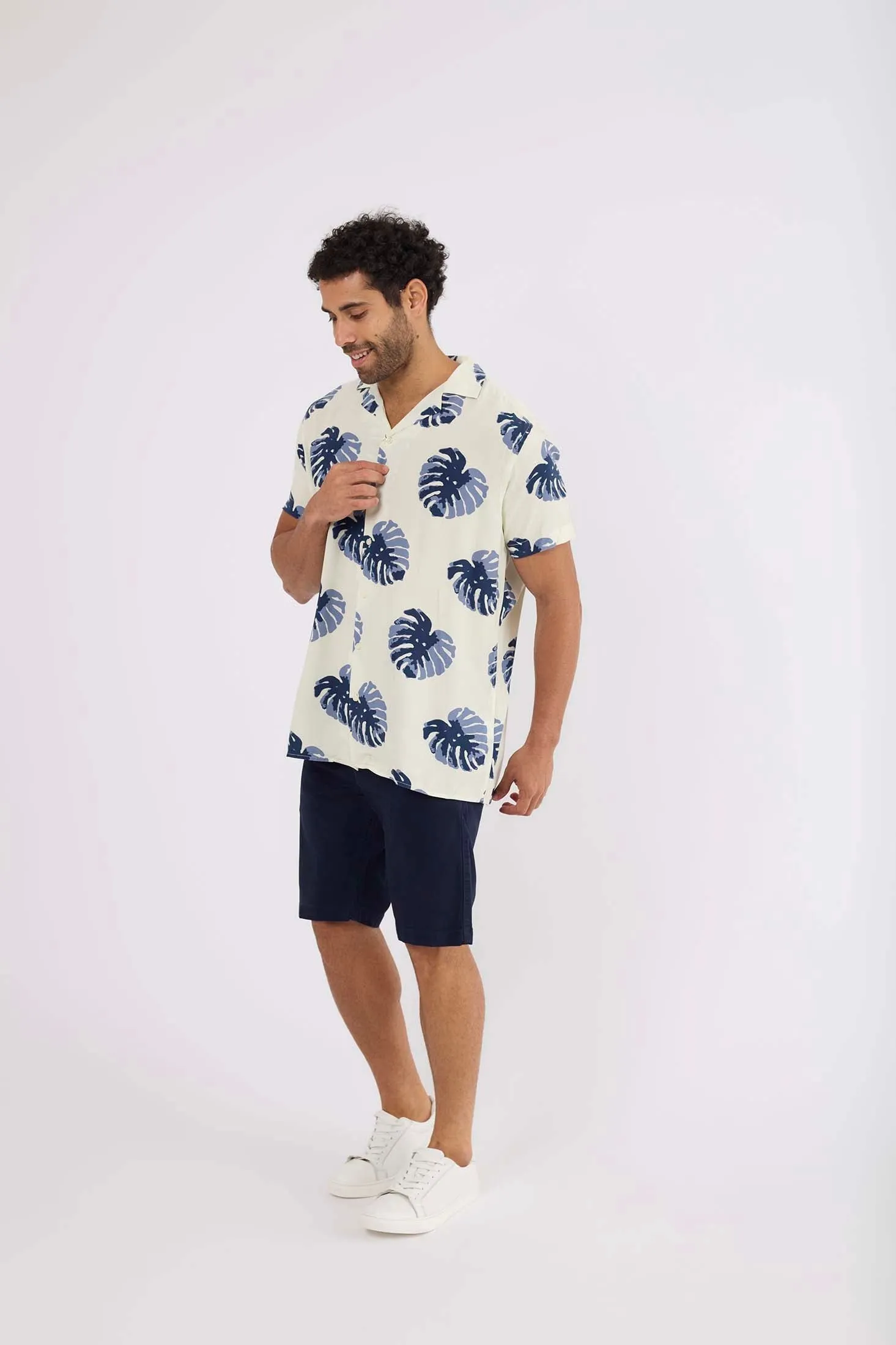 Men T-Shirt  Regular Fit Viscose Short Sleeves Off White