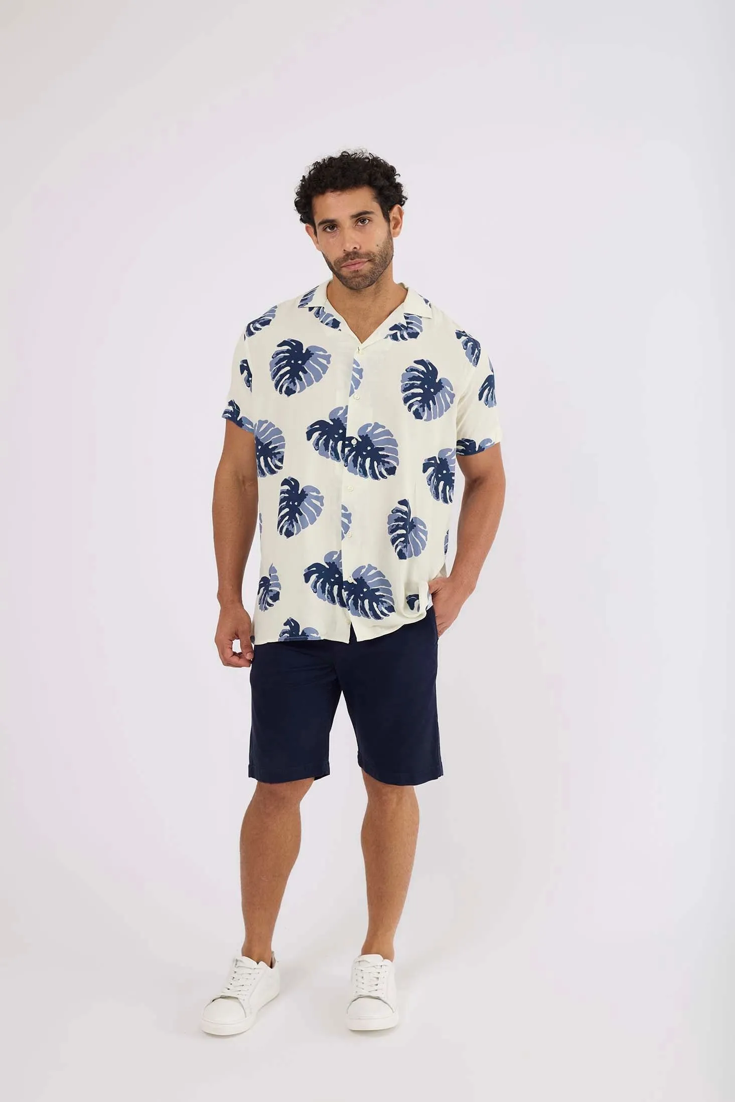 Men T-Shirt  Regular Fit Viscose Short Sleeves Off White