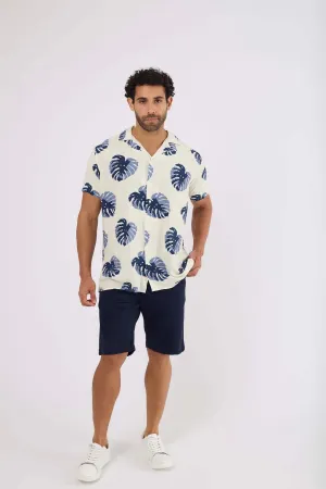 Men T-Shirt  Regular Fit Viscose Short Sleeves Off White