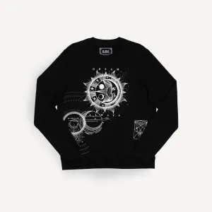 Mens Graphic Wraparound Crewneck Sweatshirt - Black / Dream