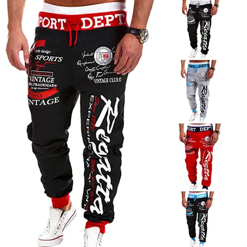 Men's Letter Printed Sport Sweat Pants Jogging Jogger Trousers Tracksuit Bottoms
