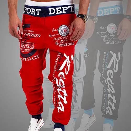 Men's Letter Printed Sport Sweat Pants Jogging Jogger Trousers Tracksuit Bottoms