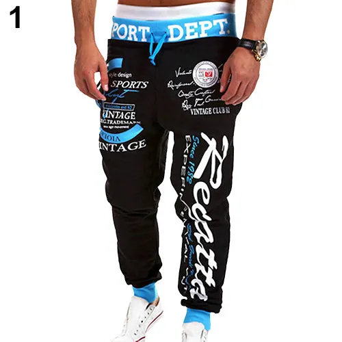 Men's Letter Printed Sport Sweat Pants Jogging Jogger Trousers Tracksuit Bottoms