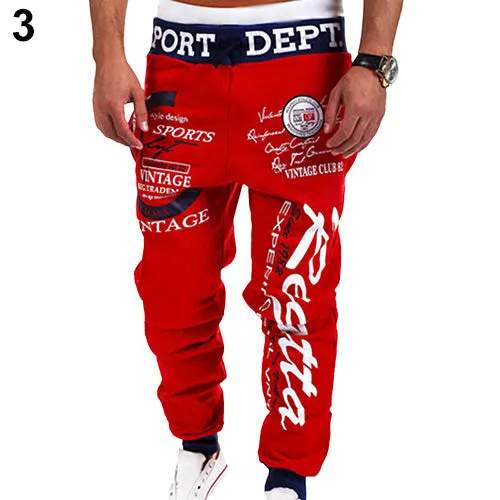 Men's Letter Printed Sport Sweat Pants Jogging Jogger Trousers Tracksuit Bottoms