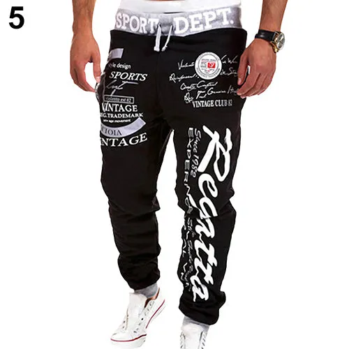 Men's Letter Printed Sport Sweat Pants Jogging Jogger Trousers Tracksuit Bottoms