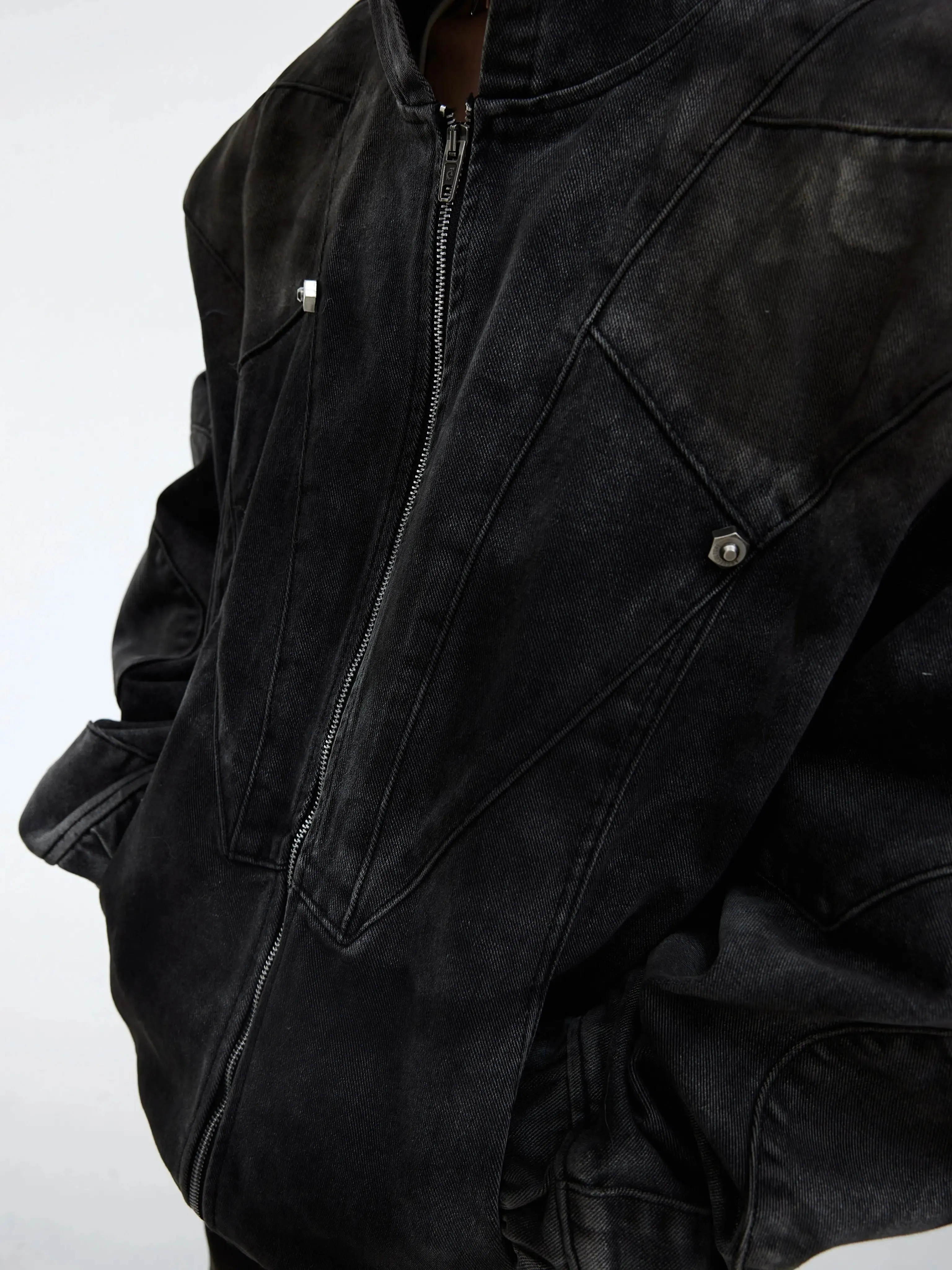 Metal Distressed Denim Jacket