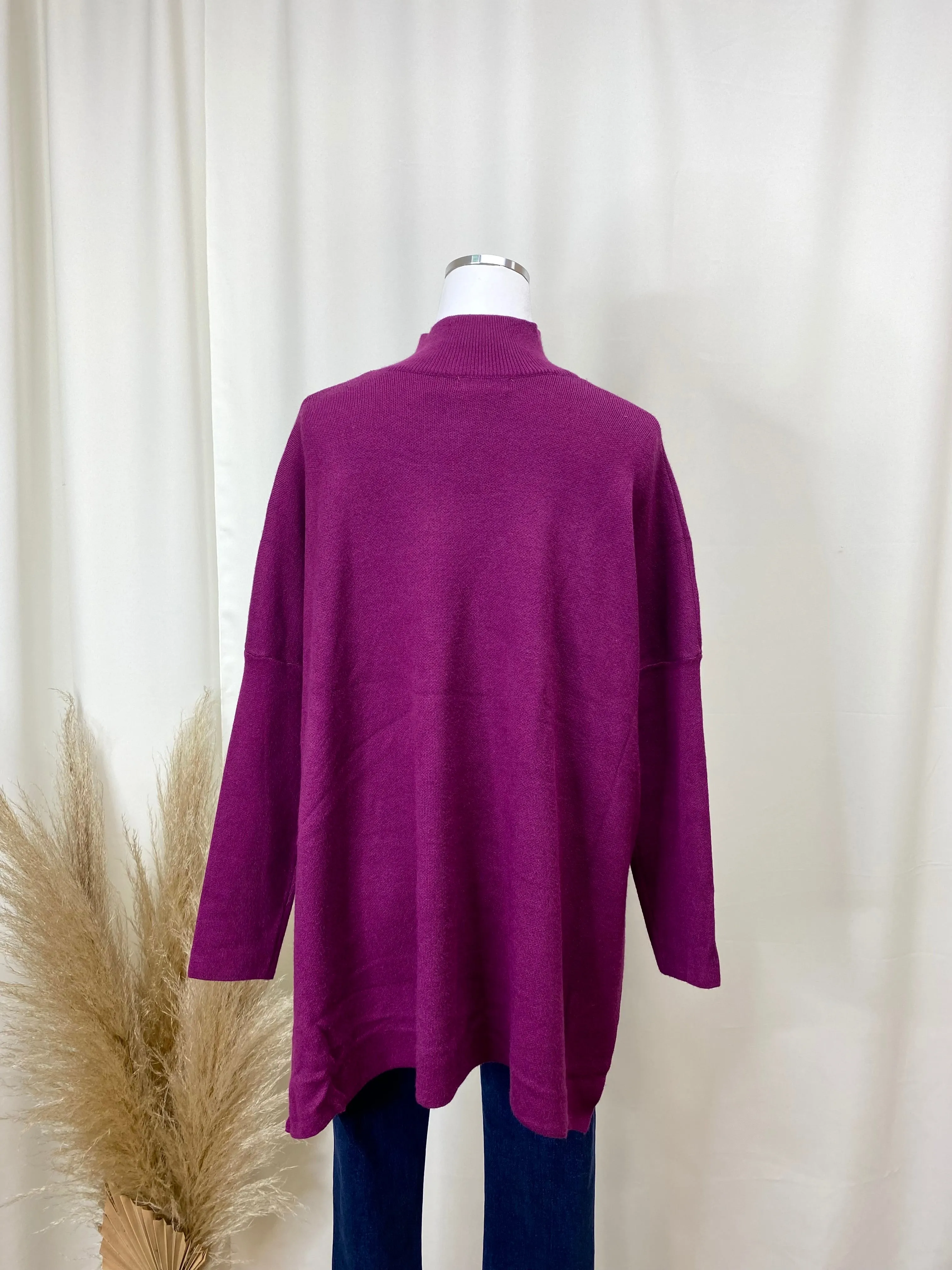 Mock Neck Magenta Sweater