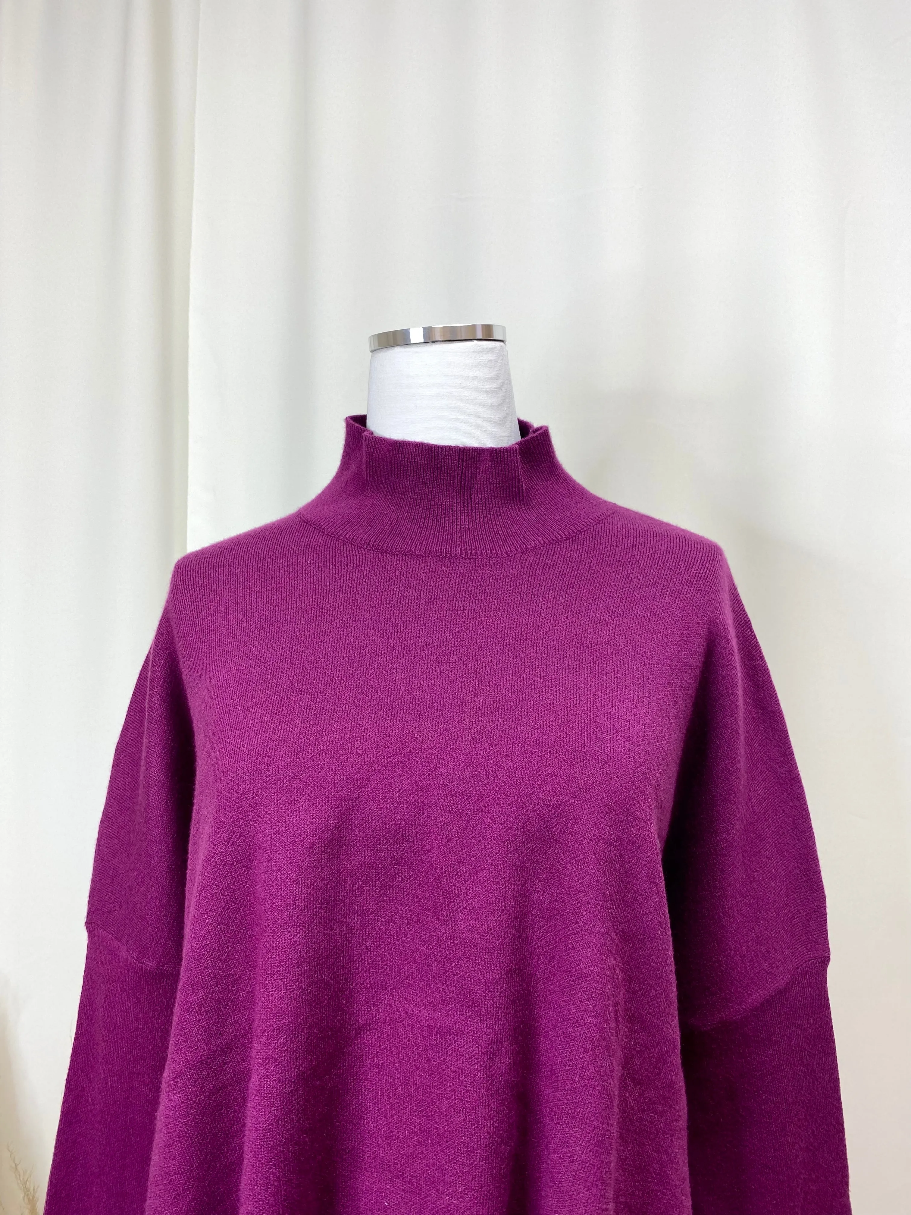 Mock Neck Magenta Sweater
