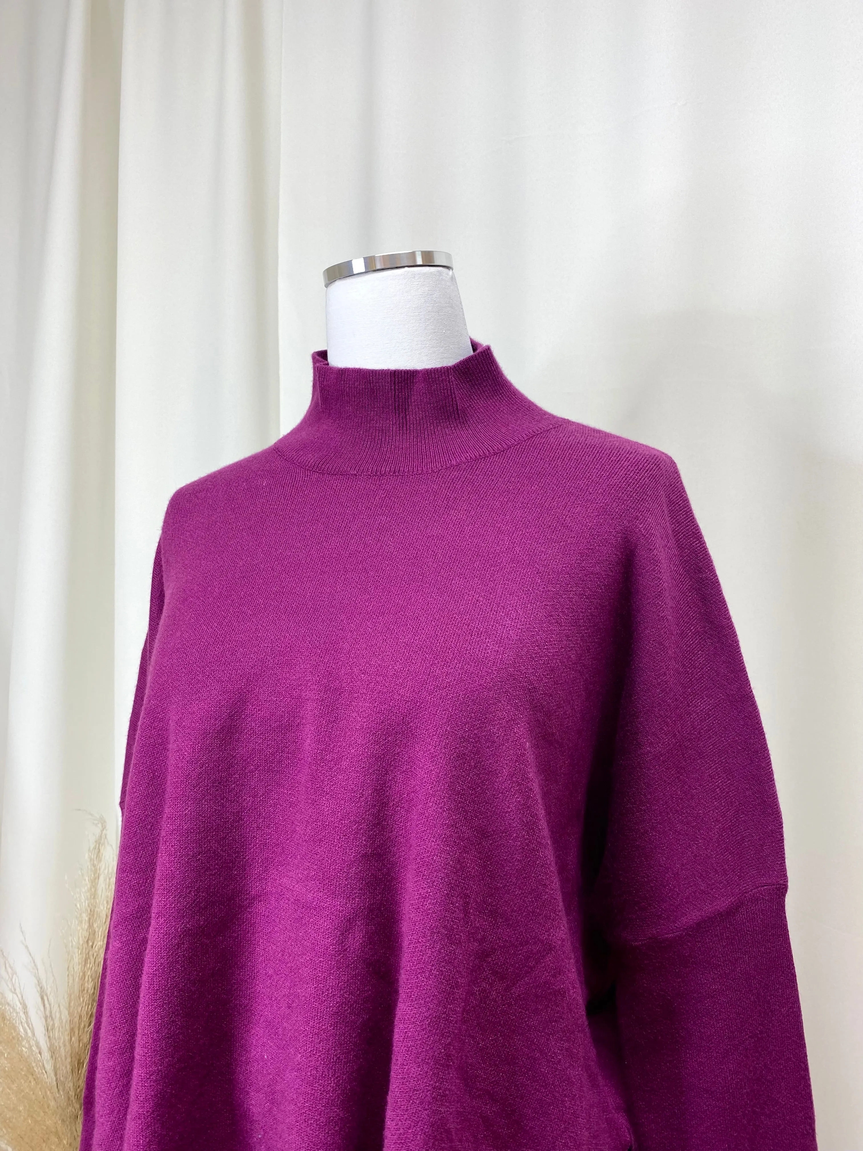 Mock Neck Magenta Sweater