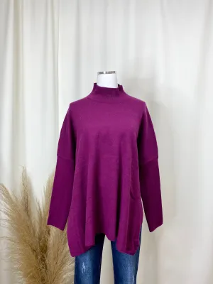 Mock Neck Magenta Sweater