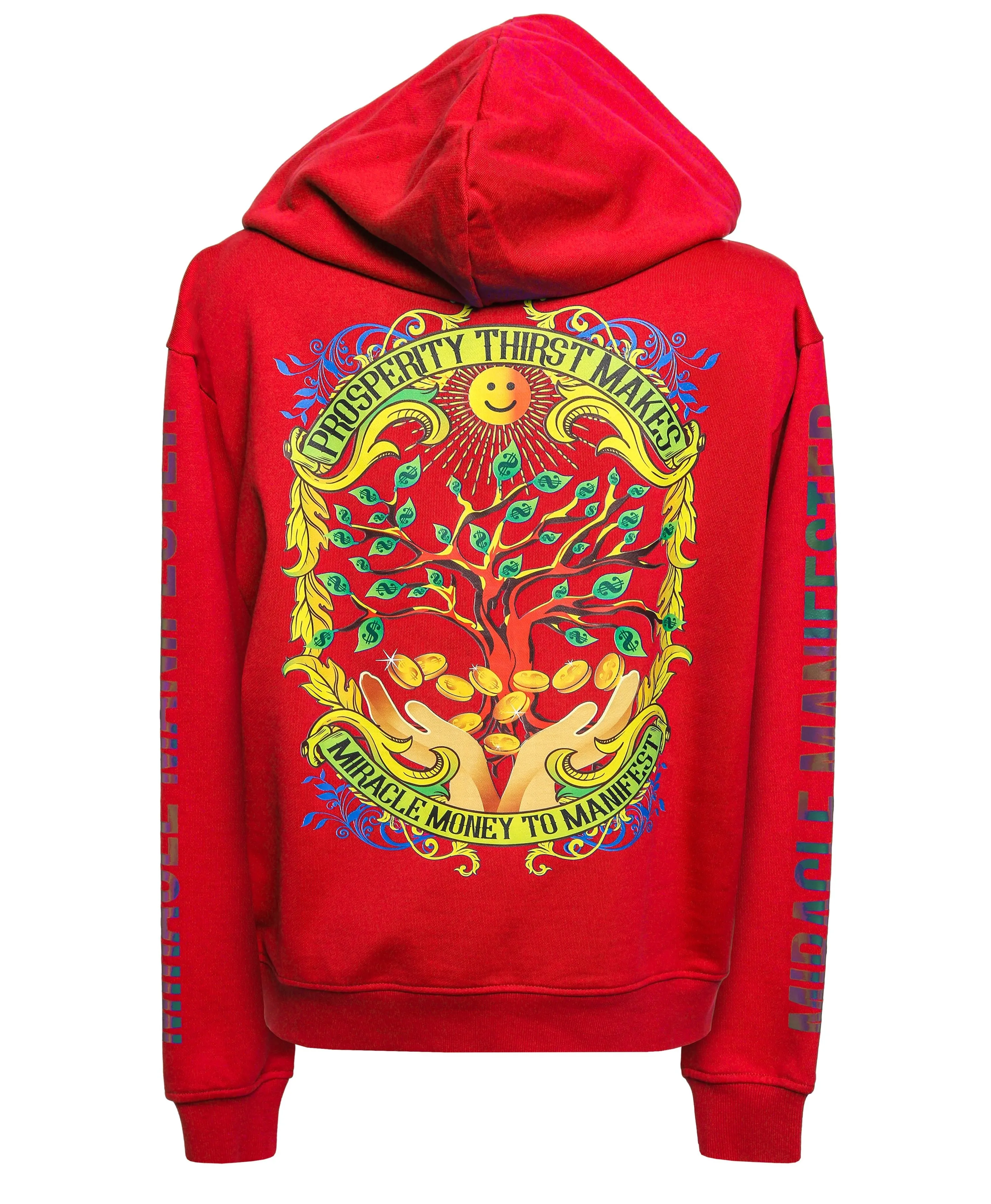 Money Tree Reflective Affirmation Hoodie - Red