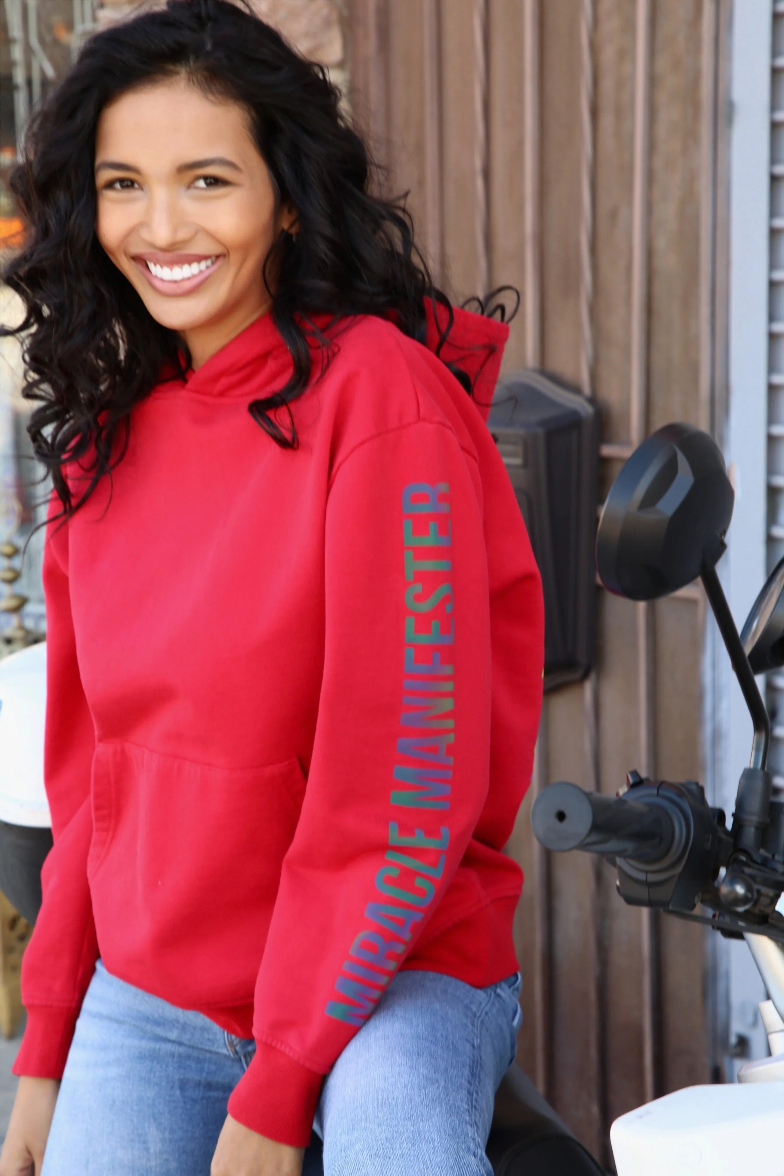 Money Tree Reflective Affirmation Hoodie - Red