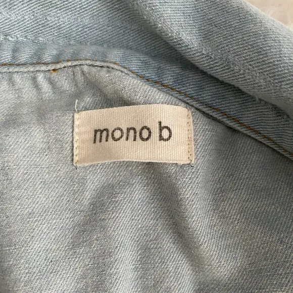 MONO B Oversized Denim Jean Jacket Distressed Cotton Women’s Size M