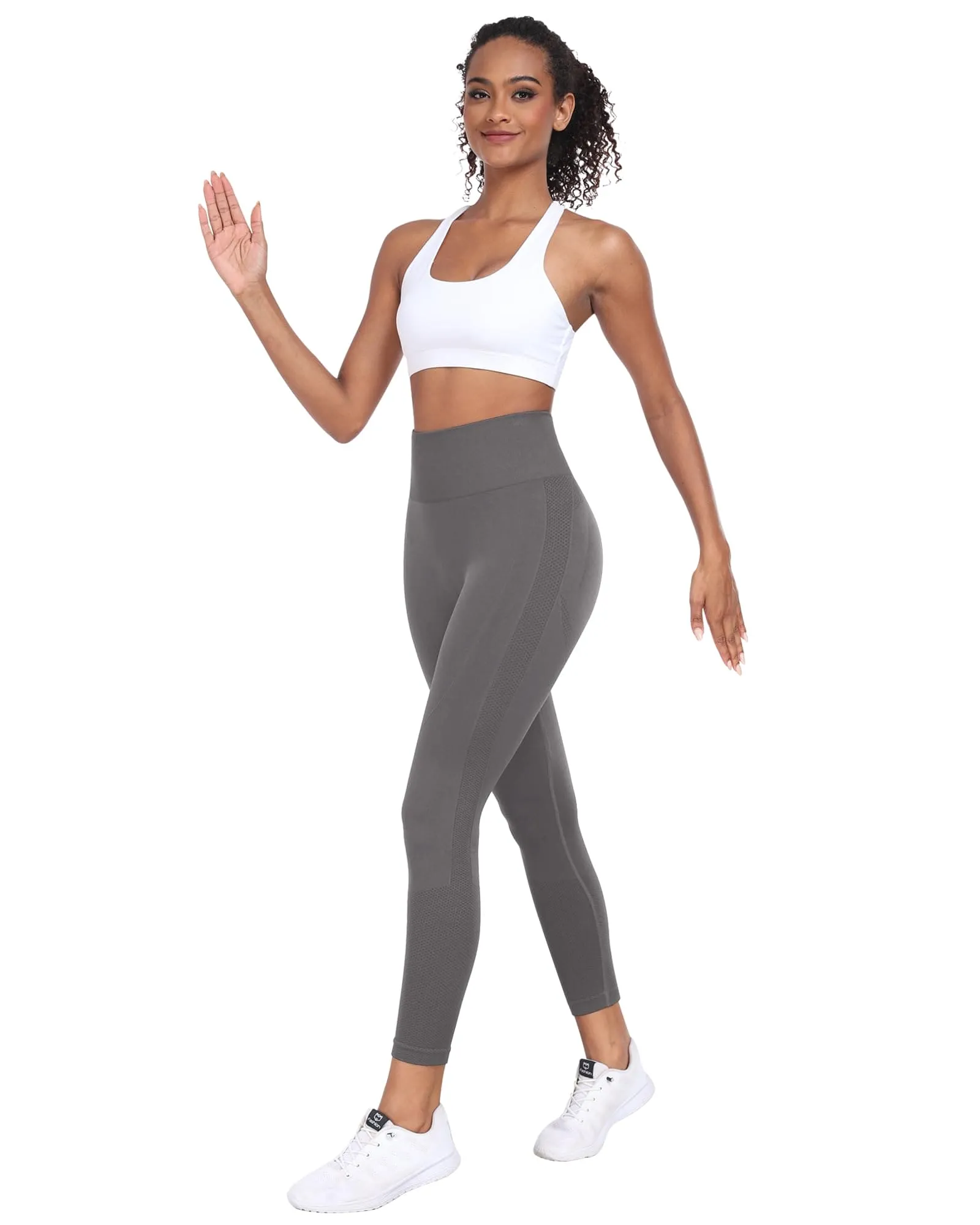 NORMOV Seamless Workout Butt Lifting Leggings - Booty Scrunch Gym Leggings for Women(Dark Grey,S)