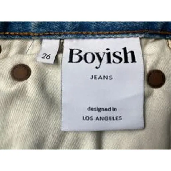 NWT BOYISH Distressed Denim Cutoff Jean Shorts 100% Cotton Raw Frayed Hemline 26