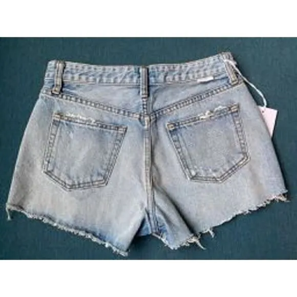 NWT BOYISH Distressed Denim Cutoff Jean Shorts 100% Cotton Raw Frayed Hemline 26