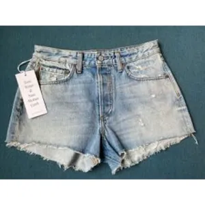 NWT BOYISH Distressed Denim Cutoff Jean Shorts 100% Cotton Raw Frayed Hemline 26