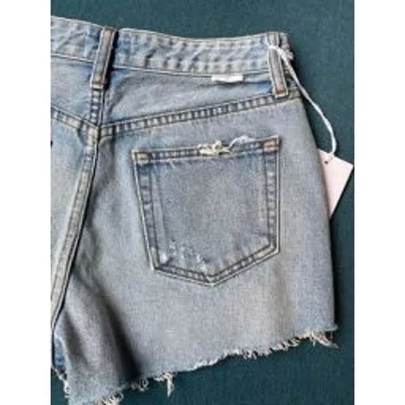 NWT BOYISH Distressed Denim Cutoff Jean Shorts 100% Cotton Raw Frayed Hemline 26