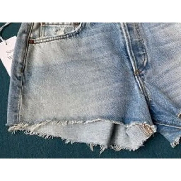NWT BOYISH Distressed Denim Cutoff Jean Shorts 100% Cotton Raw Frayed Hemline 26