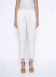 Off White Cuffed Cotton Ankle Pants