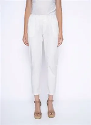 Off White Cuffed Cotton Ankle Pants