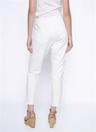 Off White Cuffed Cotton Ankle Pants