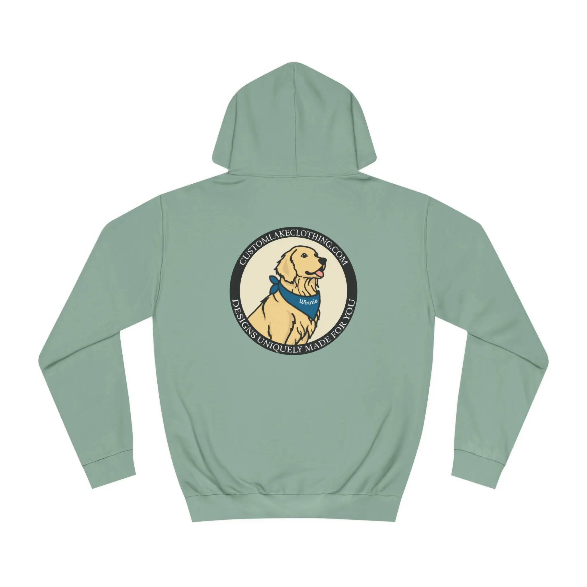 Okauchee Lake Compass Rose with golden logo back Medium Weight Hoodie