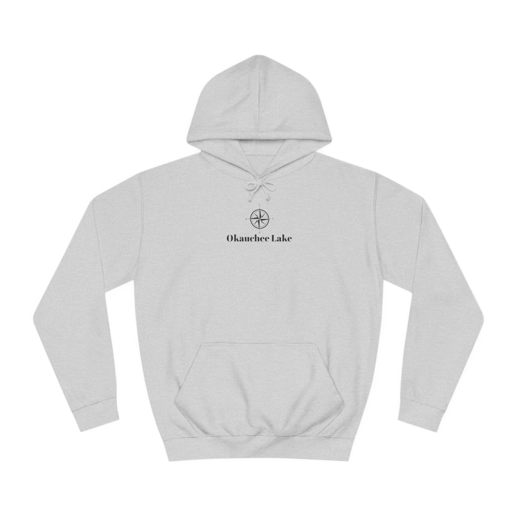 Okauchee Lake Compass Rose with golden logo back Medium Weight Hoodie