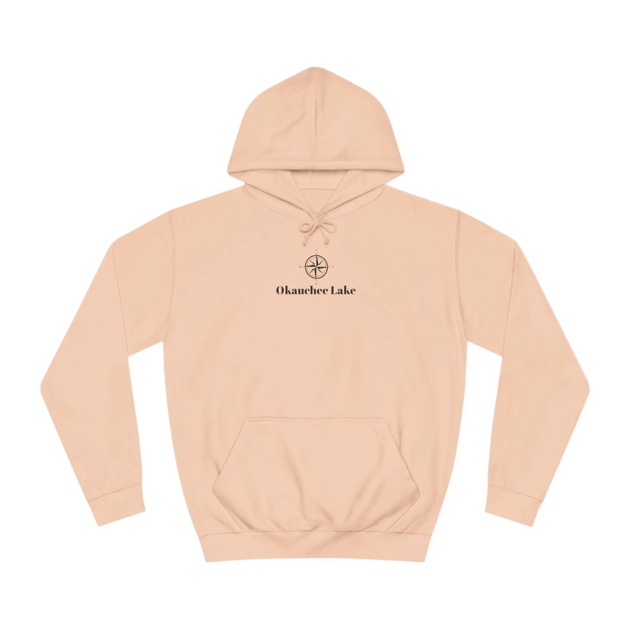 Okauchee Lake Compass Rose with golden logo back Medium Weight Hoodie