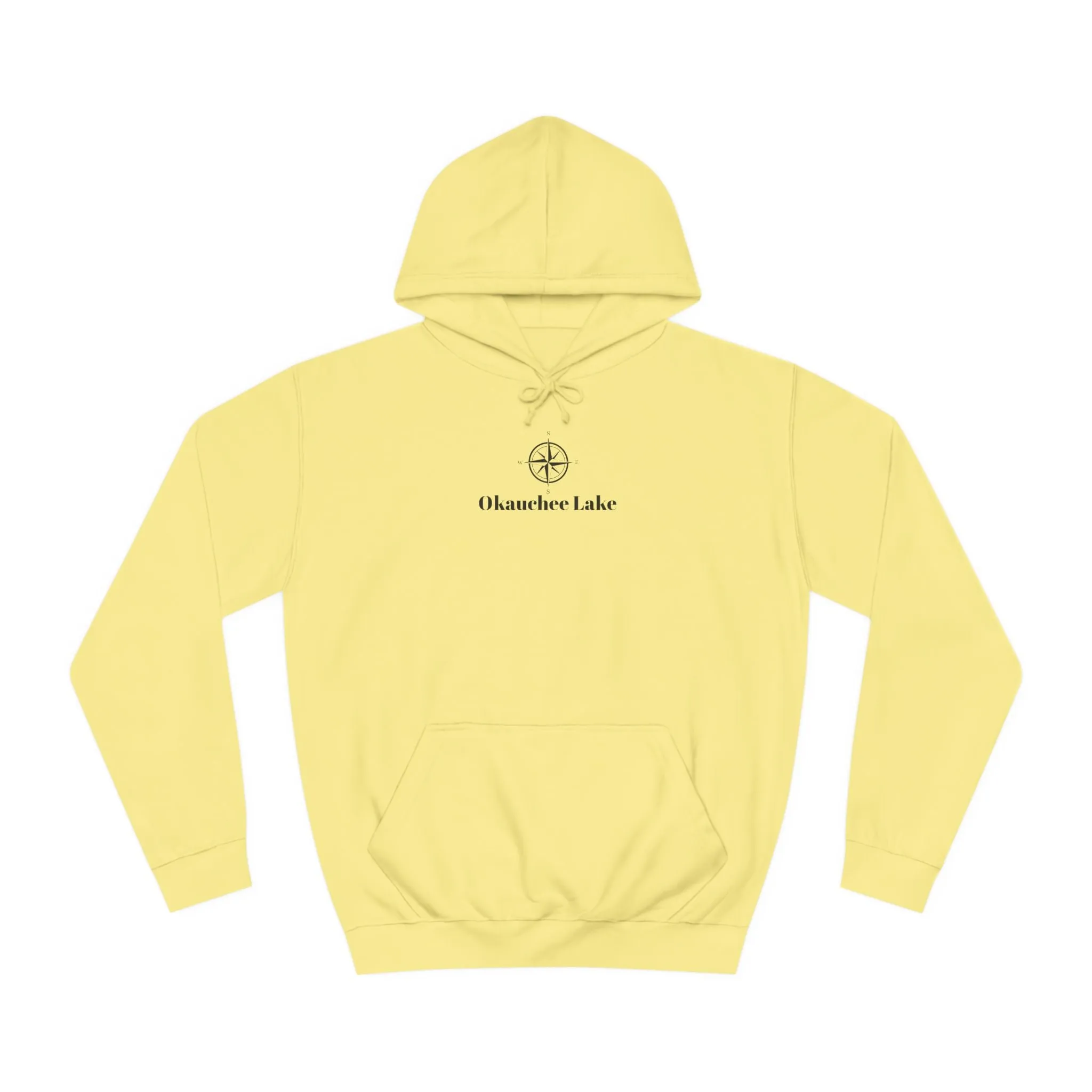 Okauchee Lake Compass Rose with golden logo back Medium Weight Hoodie