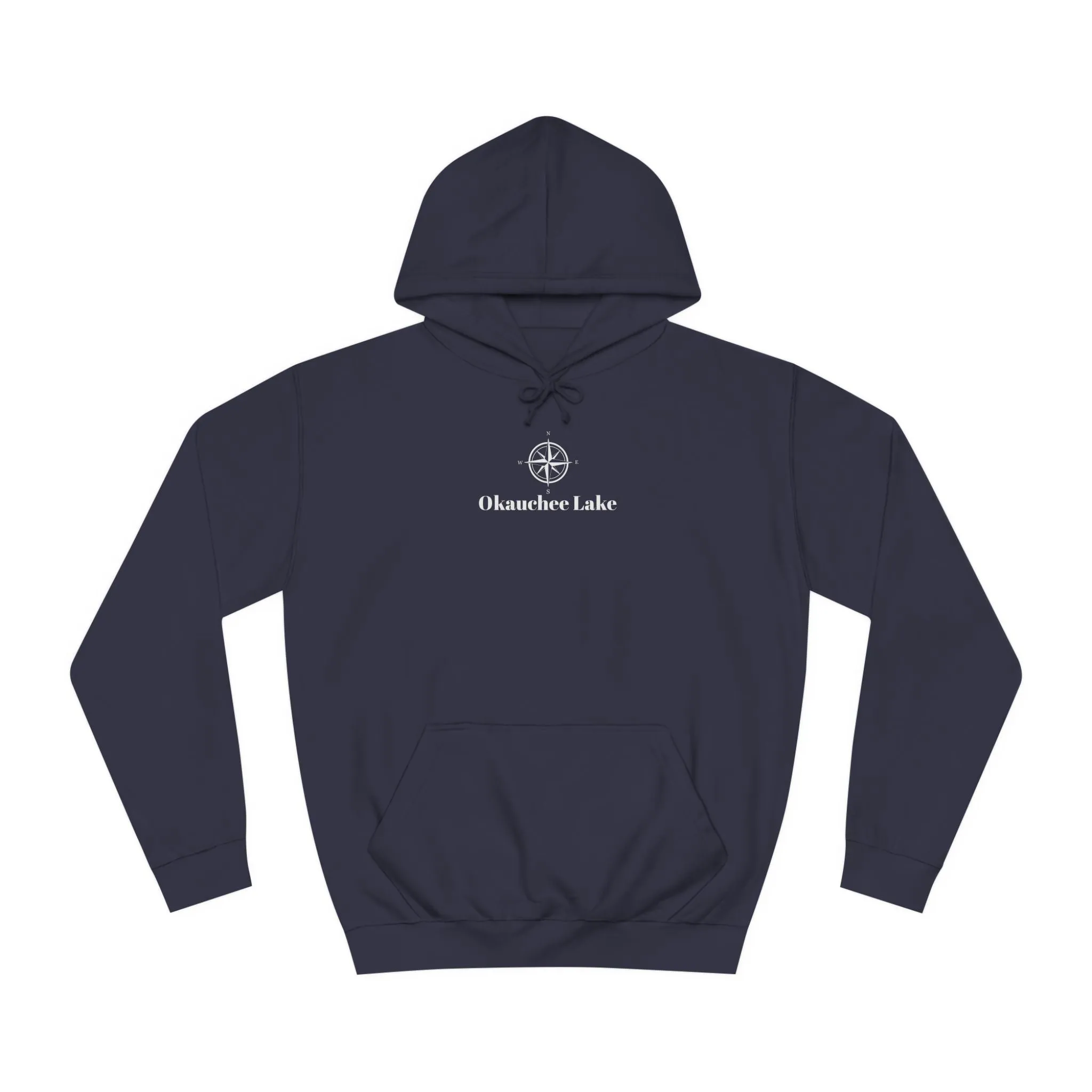 Okauchee Lake Compass Rose with golden logo back Medium Weight Hoodie