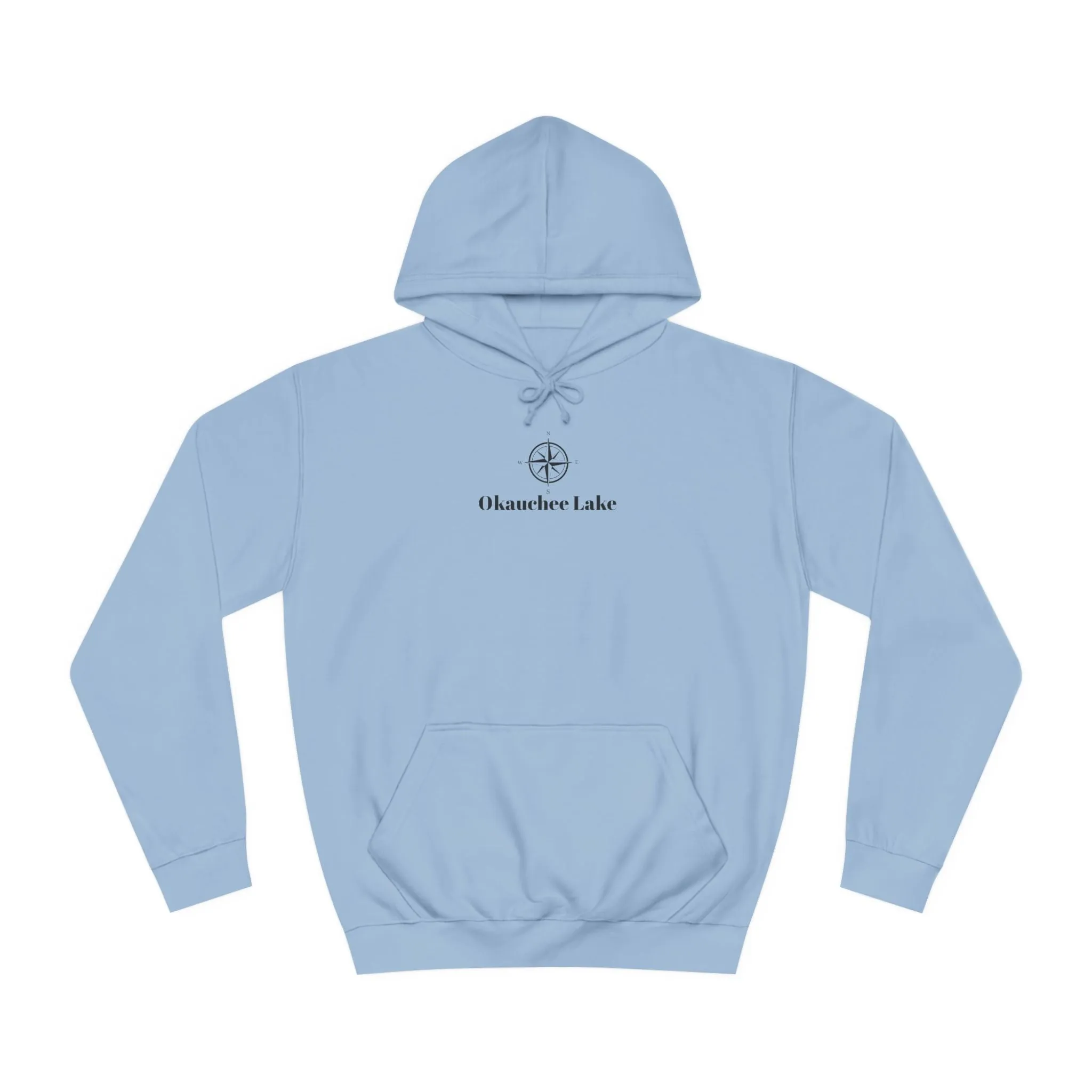 Okauchee Lake Compass Rose with golden logo back Medium Weight Hoodie