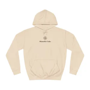 Okauchee Lake Compass Rose with golden logo back Medium Weight Hoodie