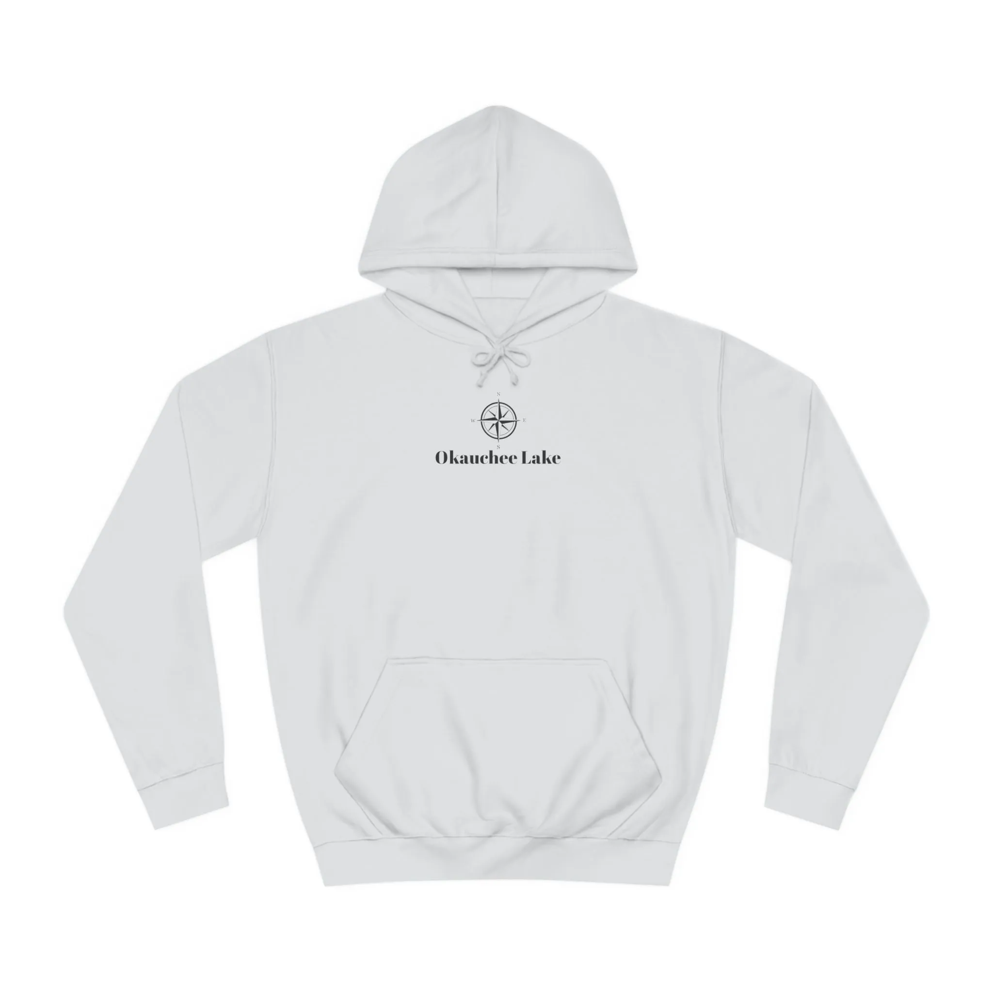 Okauchee Lake Compass Rose with golden logo back Medium Weight Hoodie
