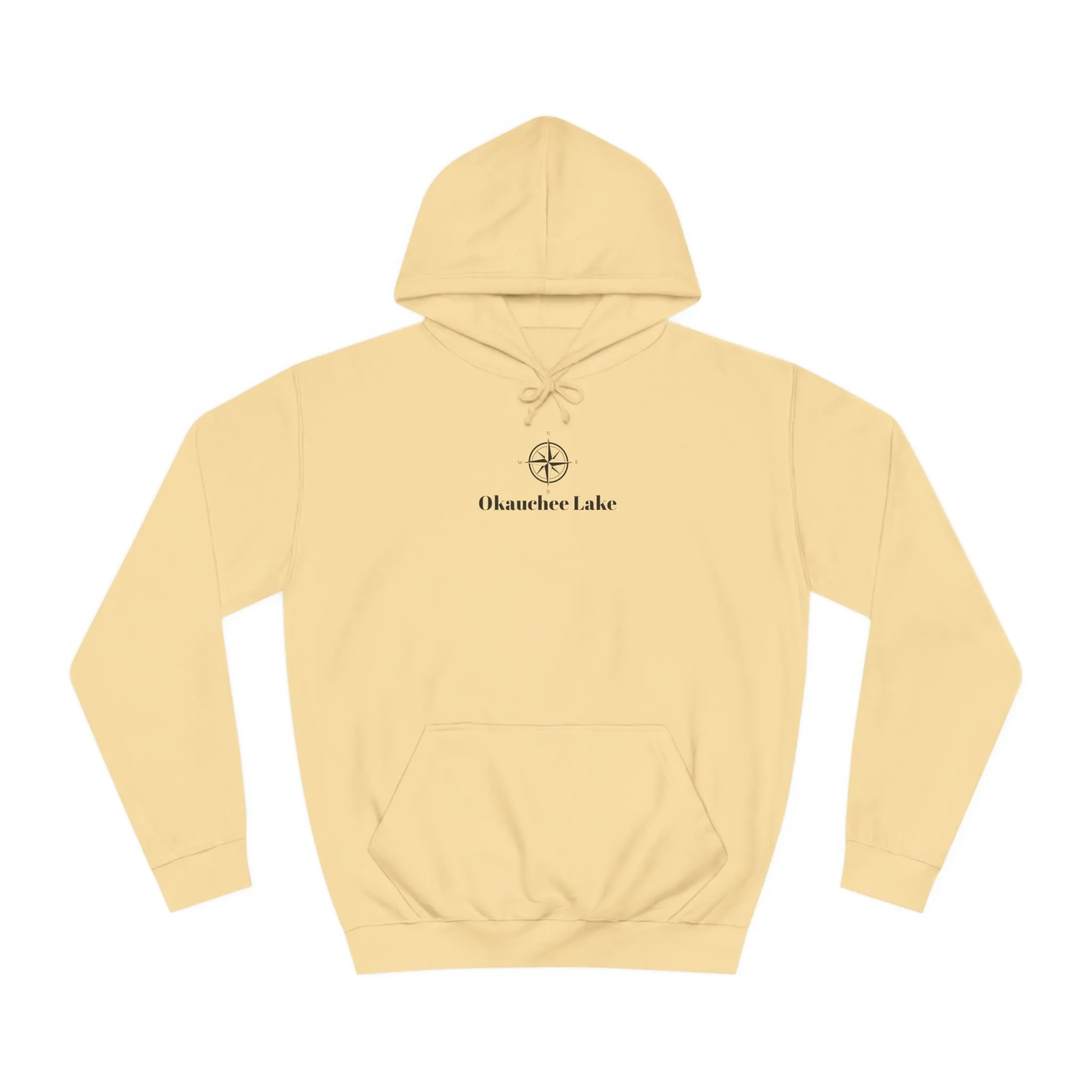 Okauchee Lake Compass Rose with golden logo back Medium Weight Hoodie