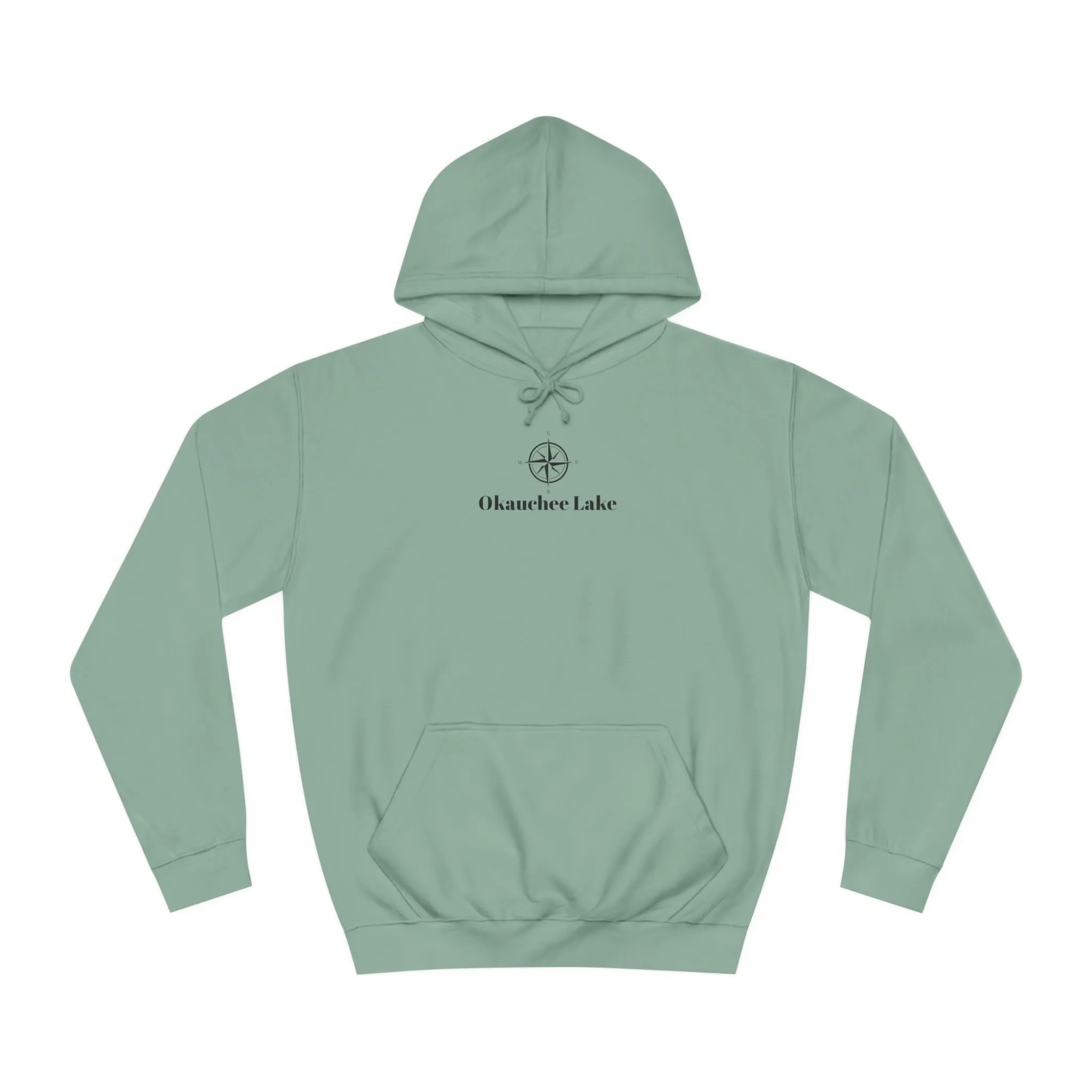 Okauchee Lake Compass Rose with golden logo back Medium Weight Hoodie