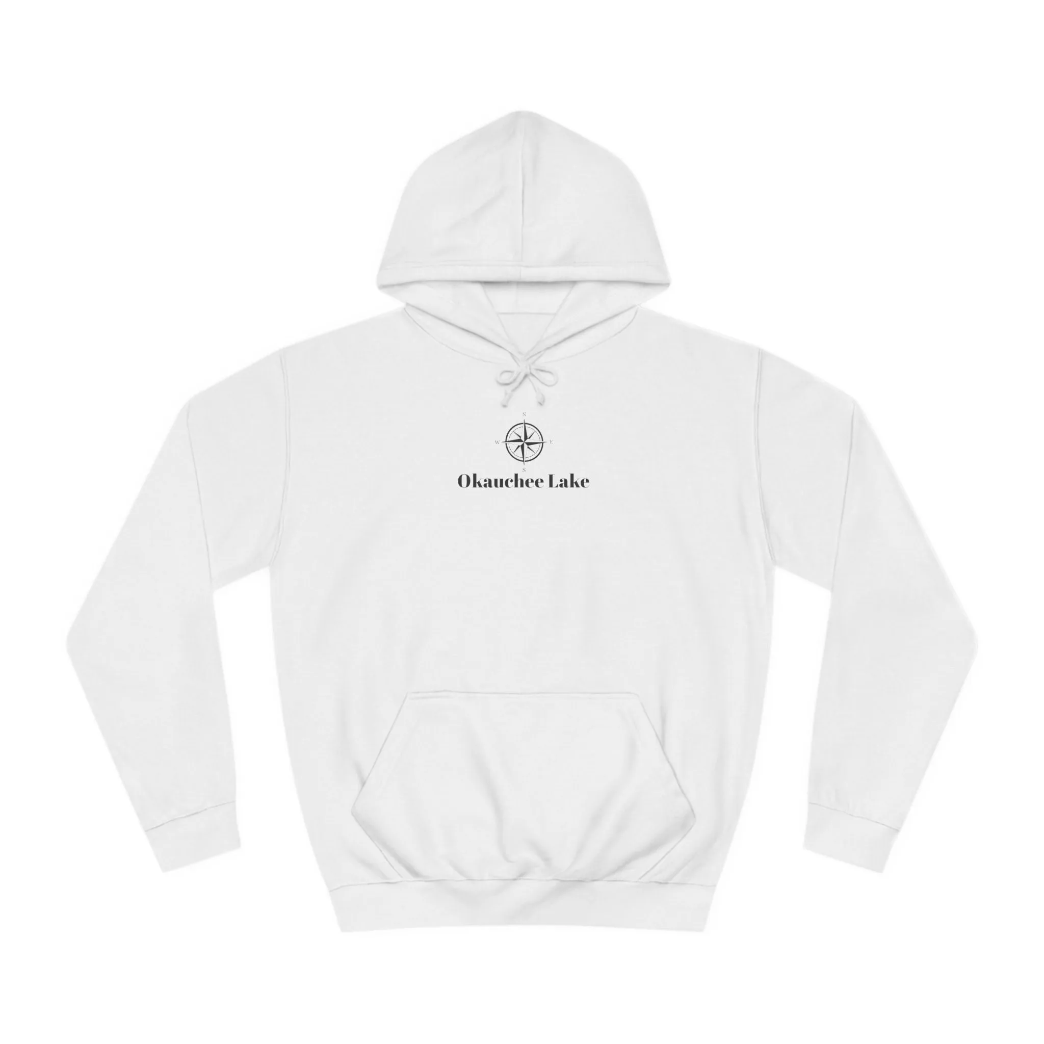 Okauchee Lake Compass Rose with golden logo back Medium Weight Hoodie