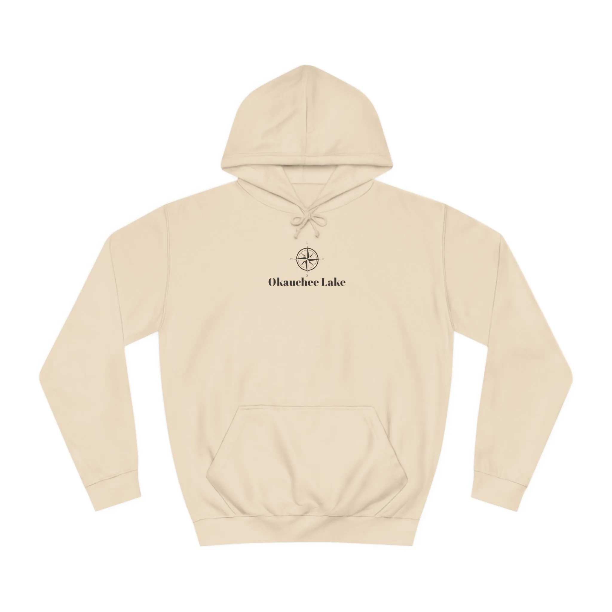 Okauchee Lake Compass Rose with golden logo back Medium Weight Hoodie