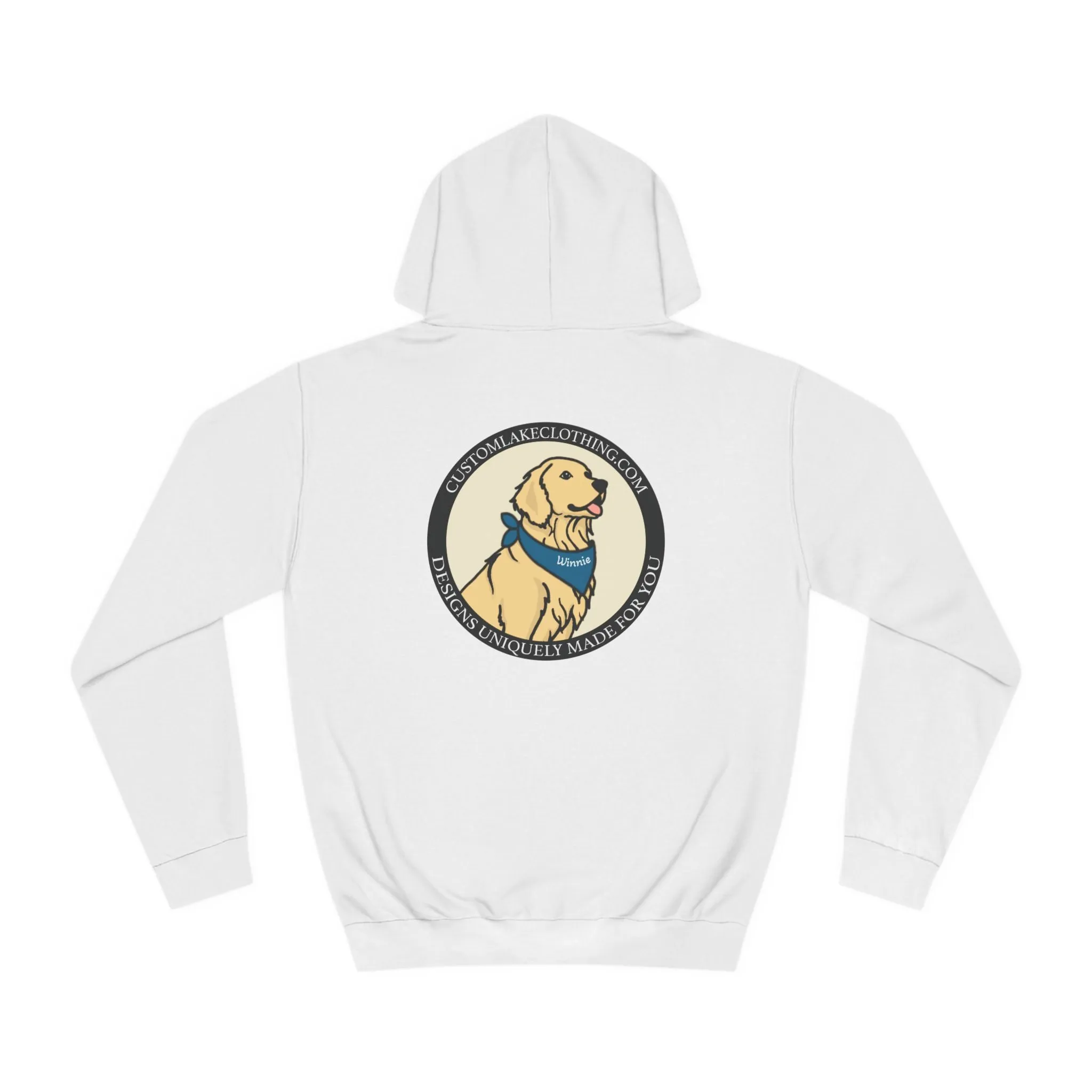 Okauchee Lake Compass Rose with golden logo back Medium Weight Hoodie