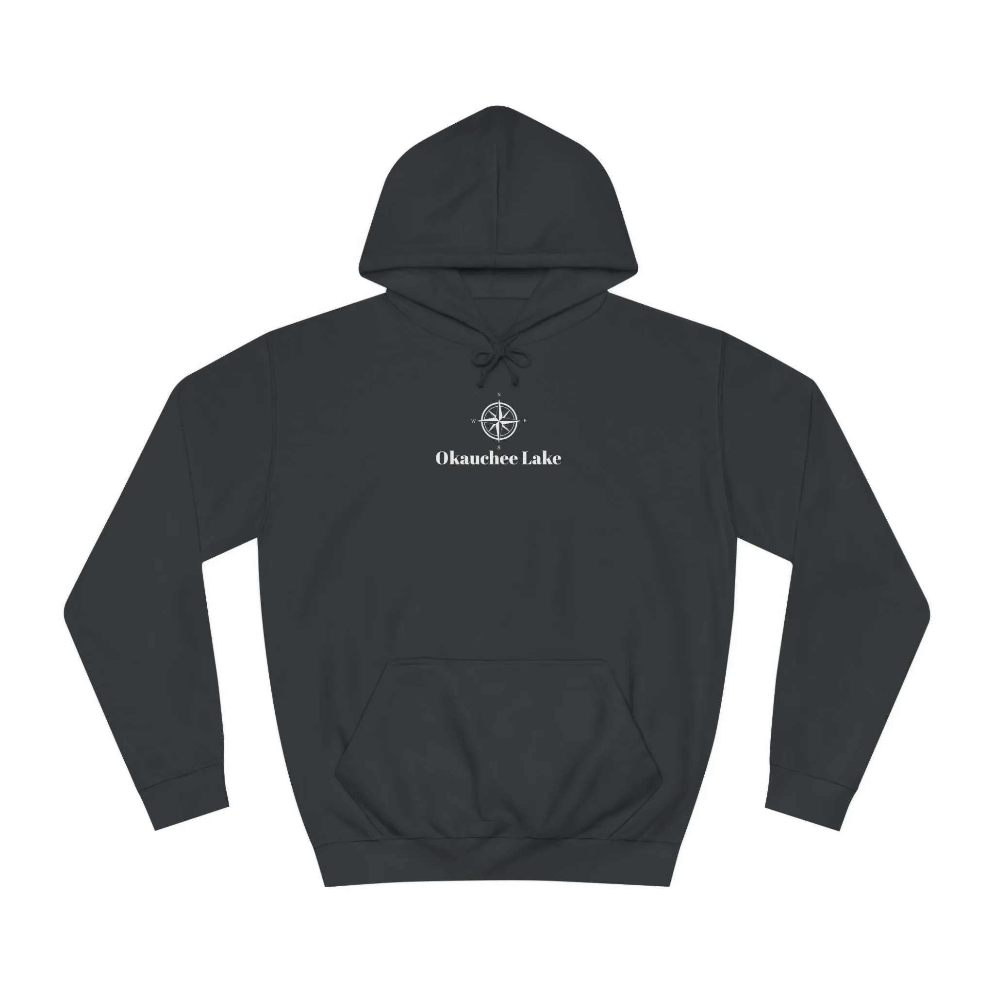 Okauchee Lake Compass Rose with golden logo back Medium Weight Hoodie