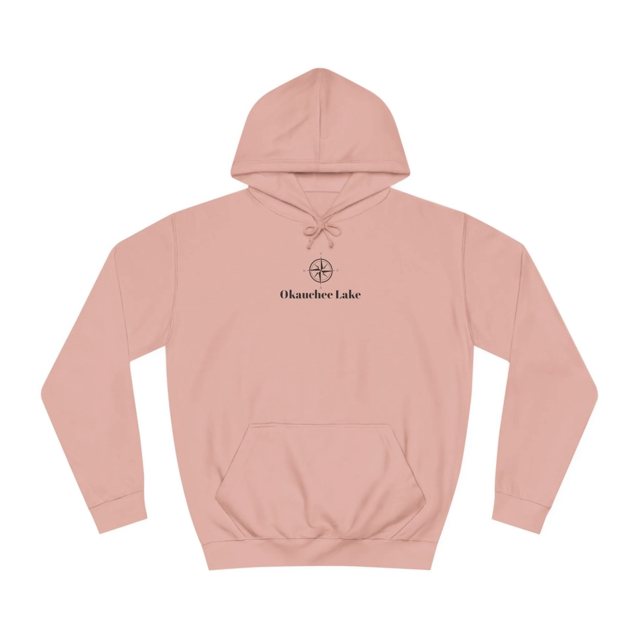 Okauchee Lake Compass Rose with golden logo back Medium Weight Hoodie