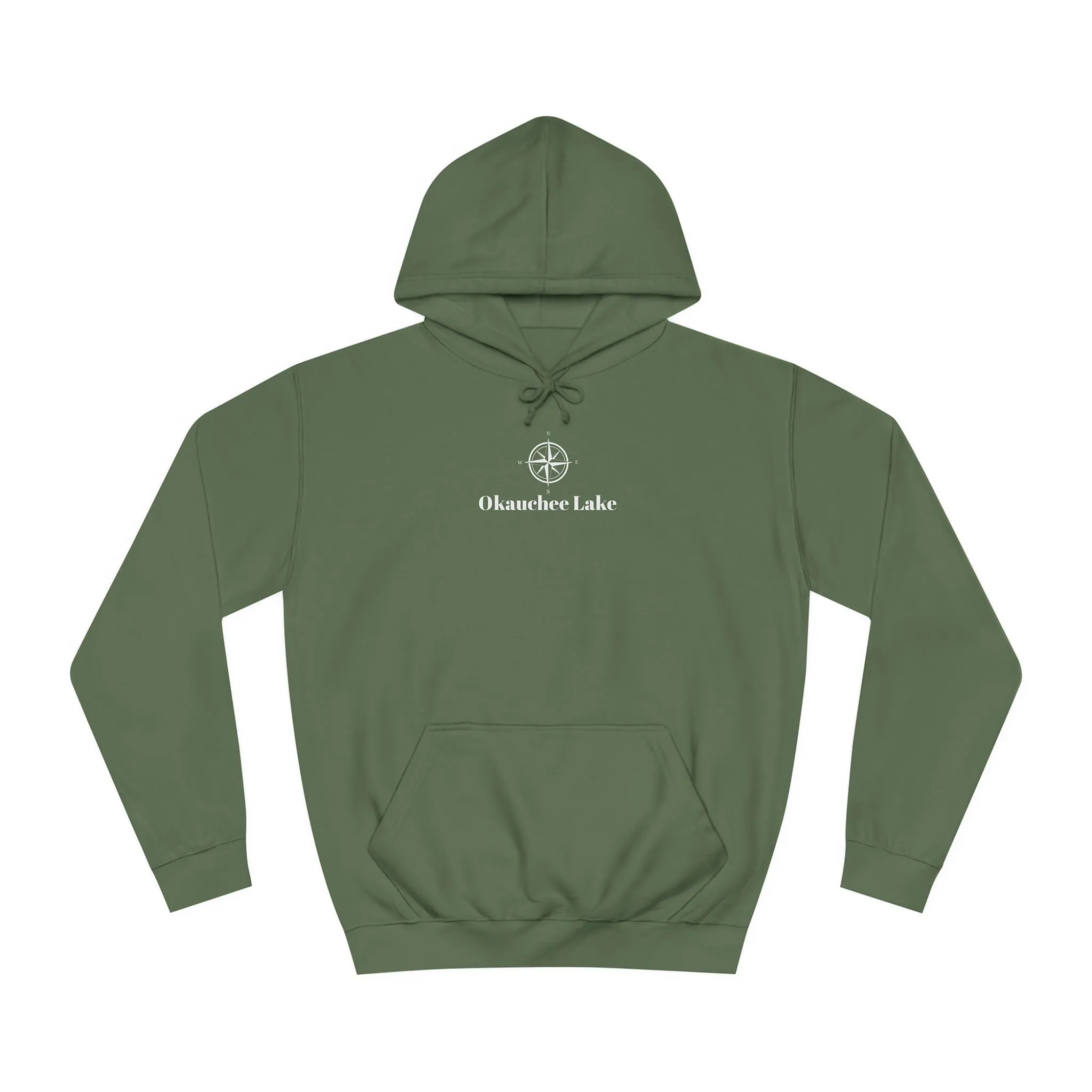 Okauchee Lake Compass Rose with golden logo back Medium Weight Hoodie