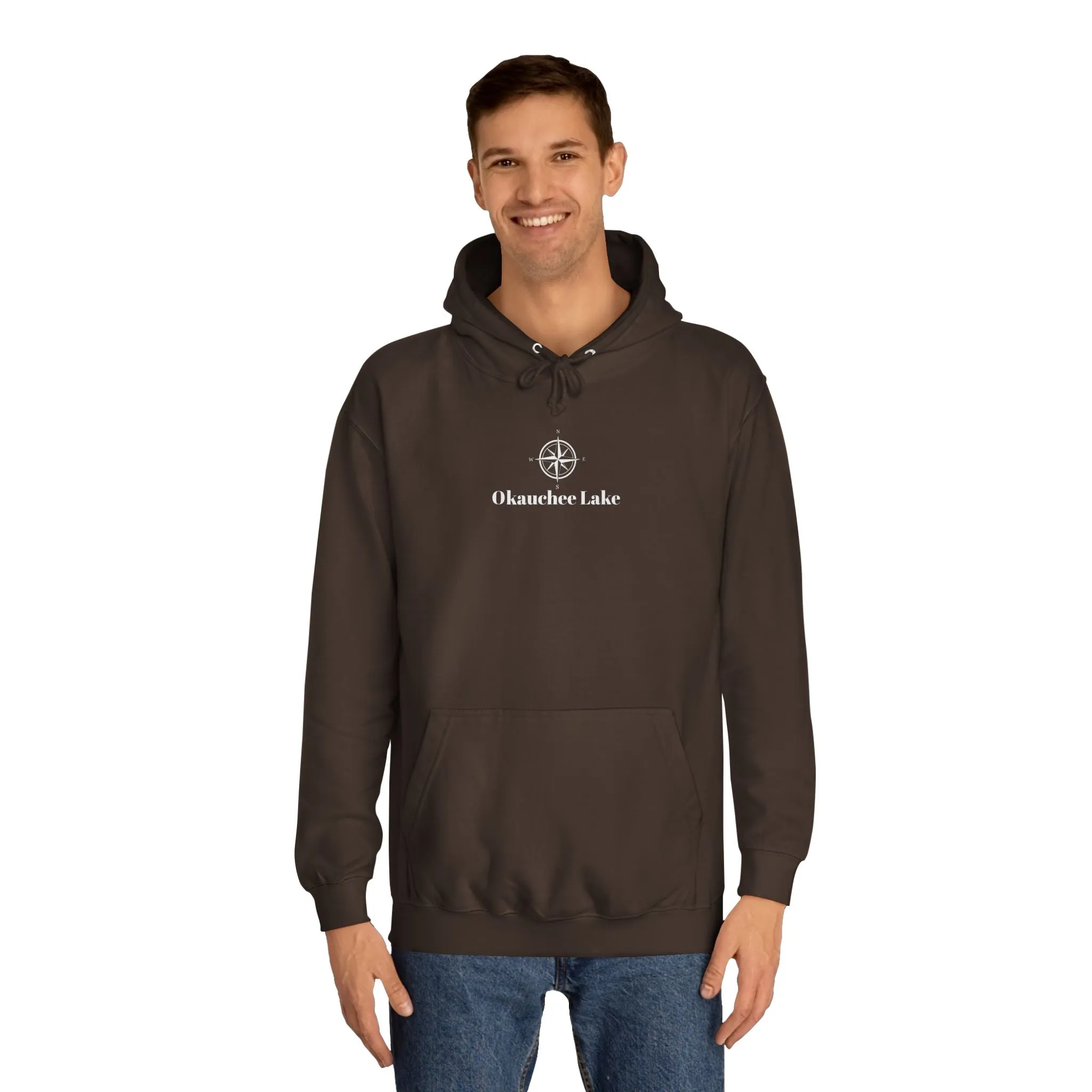 Okauchee Lake Compass Rose with golden logo back Medium Weight Hoodie