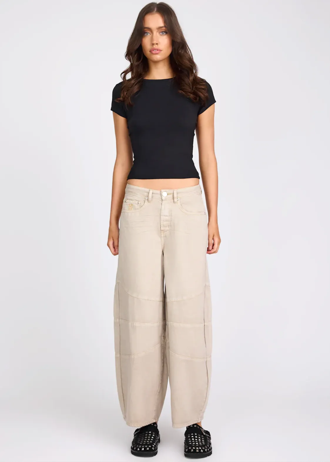 ONE TEASPOON Dove Barrel Mid Waist Denim Jeans - Stone
